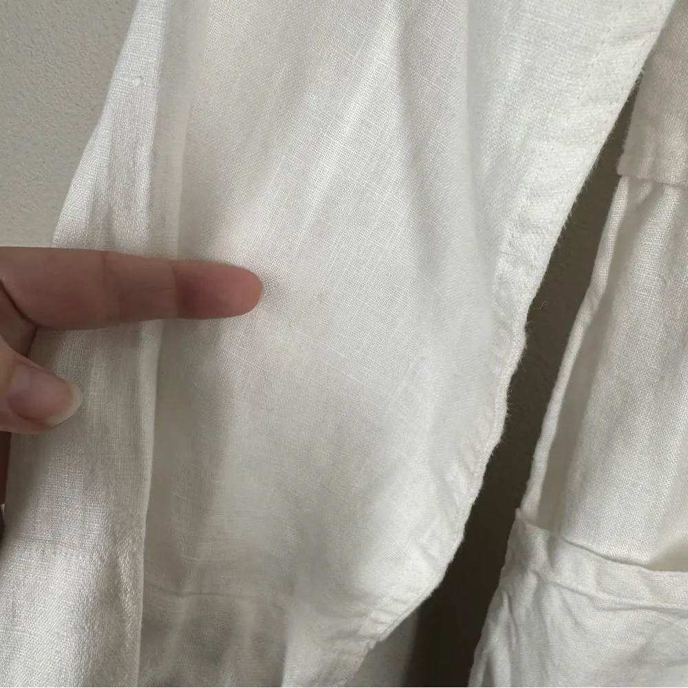Reformation Cade Linen Jumpsuit White Button Front Lagenlook Minimalist Size XS